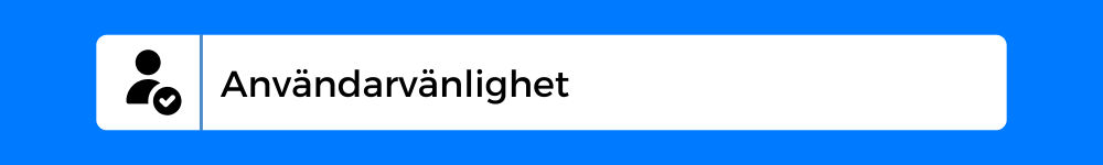 Sökfält med texten “Användarvänlighet” och sökikon visar inriktning på att testa och utvärdera webbplatsens användarupplevelse.