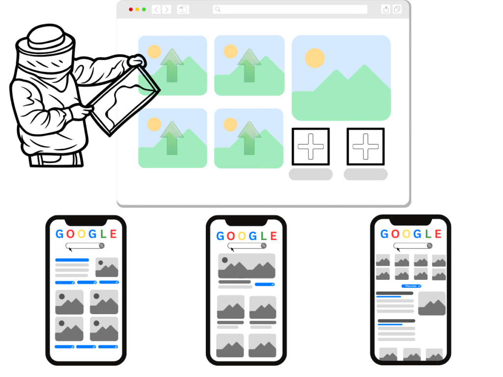 En man som utför korrekt Bild SEO.