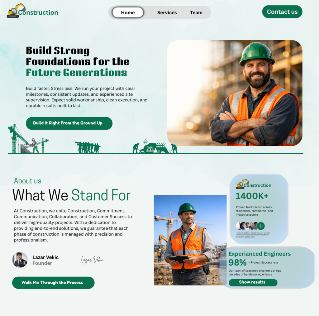 Design av en hemsida i Sollentuna som har levererats till ett byggföretag av vår webbyrå i Sollentuna.