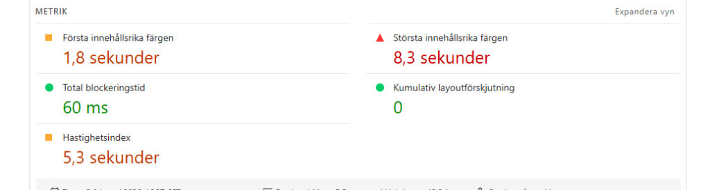 Vilka Milstolpar Google PageSpeed Insight visar