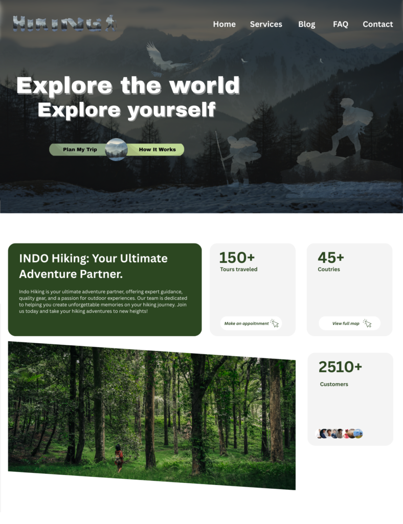 Design på en hemsida i järfälla som levererats till en vandring företag av vår webbyrå i Järfälla