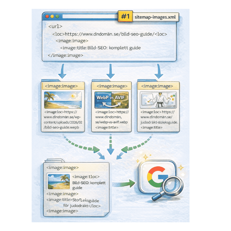 Illustrerar hur en tydlig Webbplatskarta ser ut