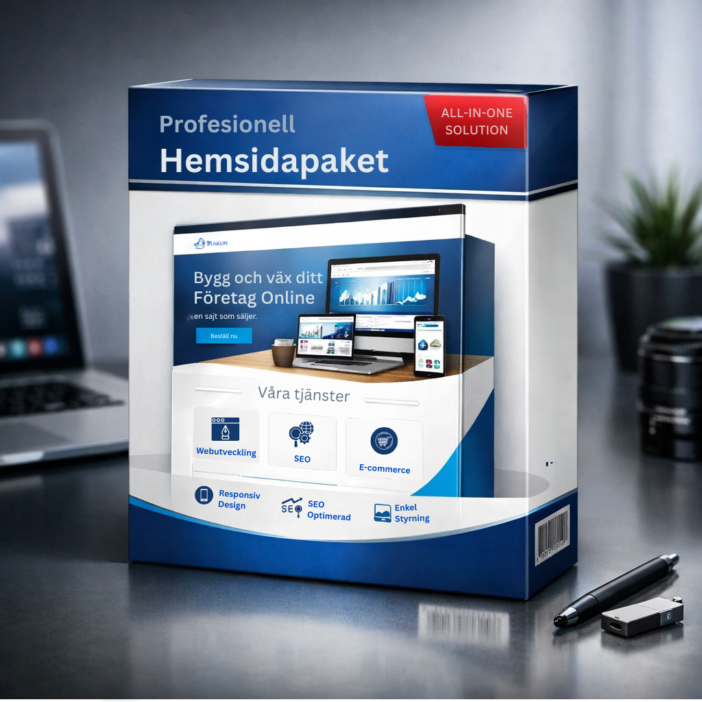 Visar en paketerad hemsidaprodukt och vad som förekommer med den