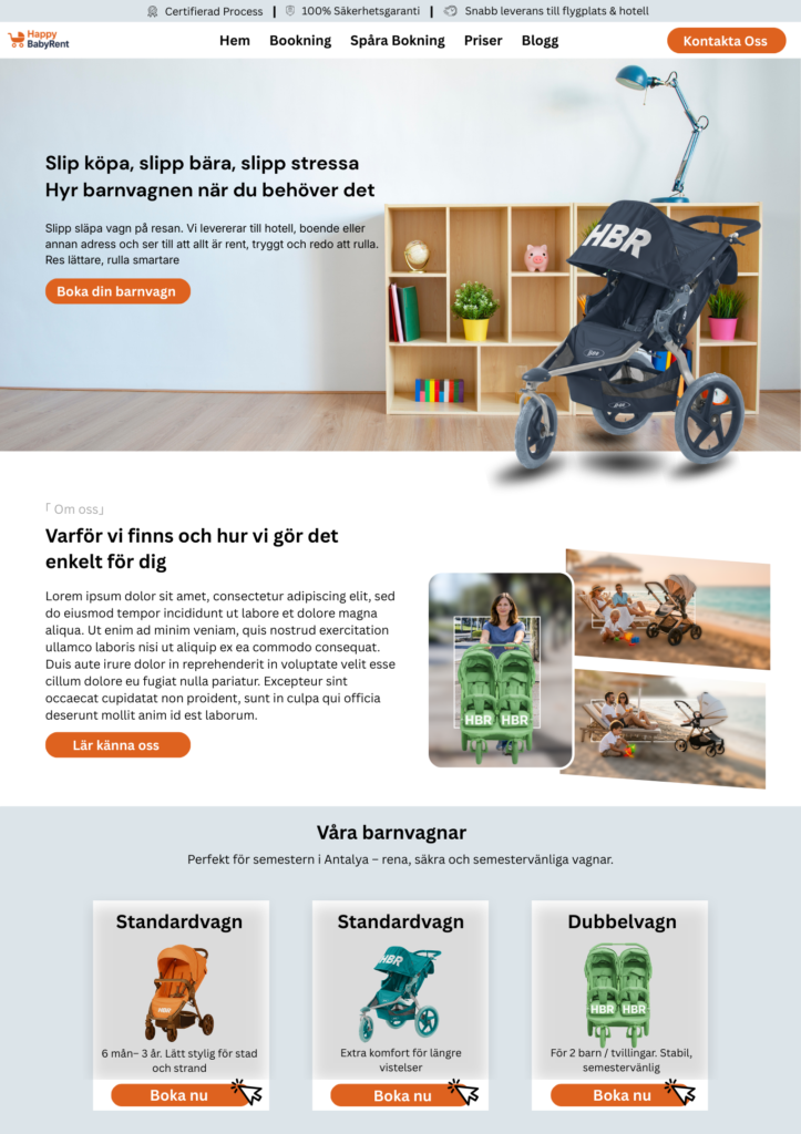 En design, skiss på en hemsida som webbyrå i danderyd har gjort